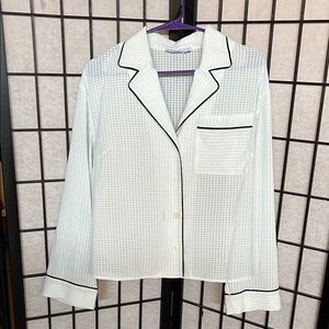 Women's White Checkered Top with Black Trim